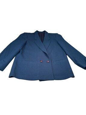 Ashley Brooke Wool Double Breasted Blazer Womens Jacket Work Vintage Royal Blue